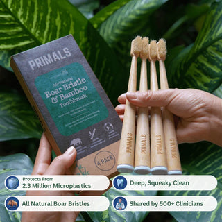 Boar Bristle & Bamboo Toothbrush (4 Pack)